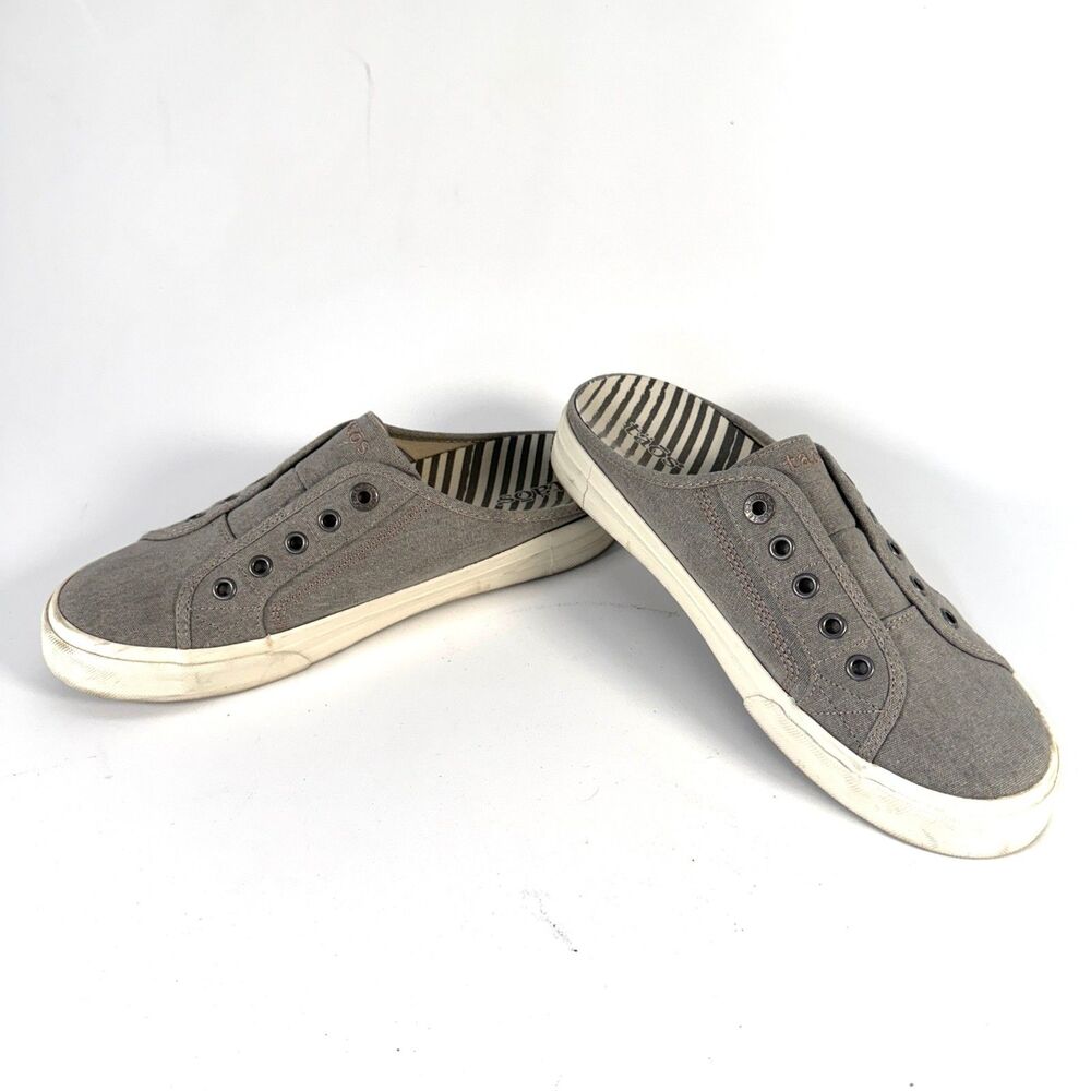 Taos EZ-Soul Slip-On Sneaker Mules Gray Canvas Women's US 10 Laceless
